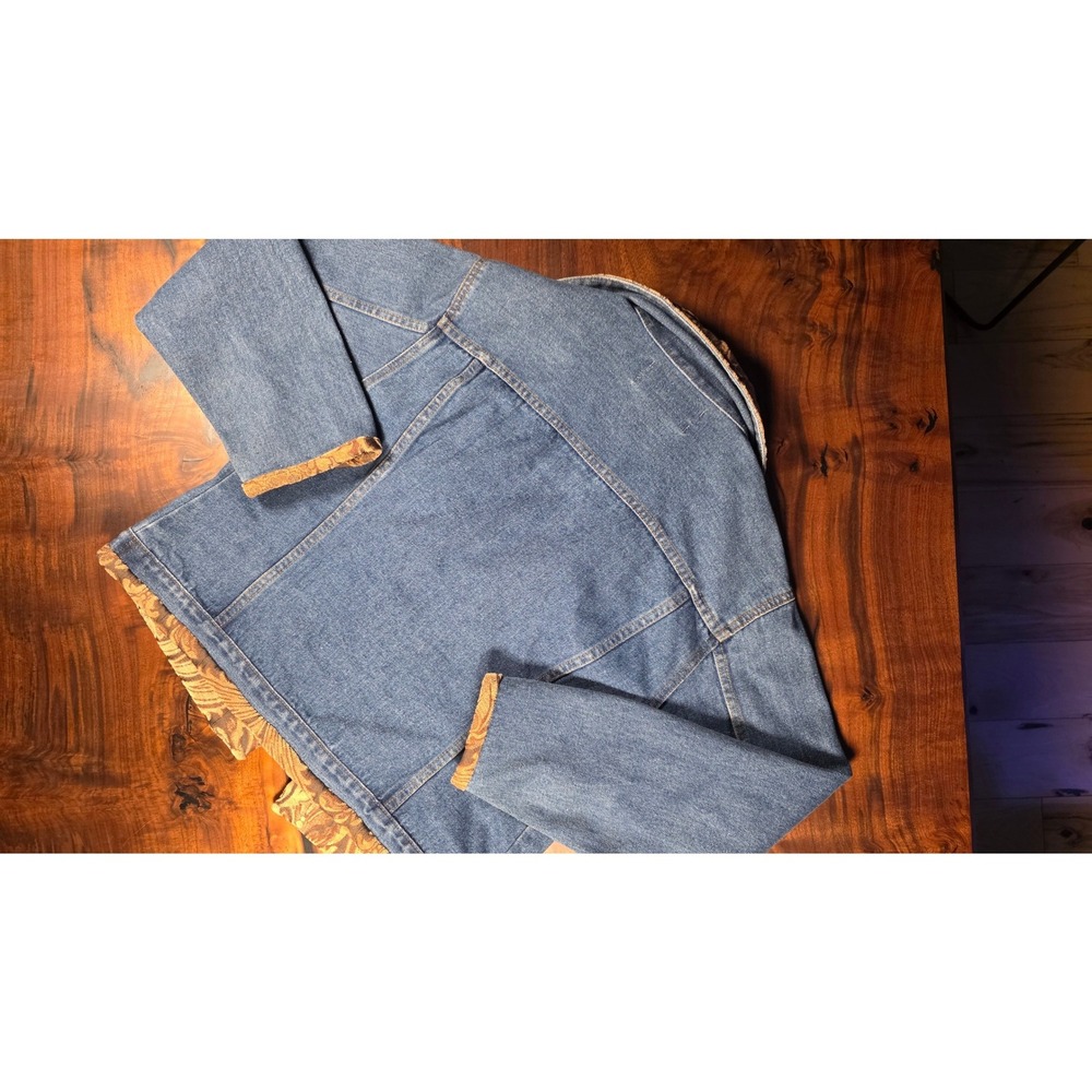 Tasha Polizzi TP Saddleblanket Denim Jacket Tapestry Trim Concho Buttons XL - Picture 5 of 8